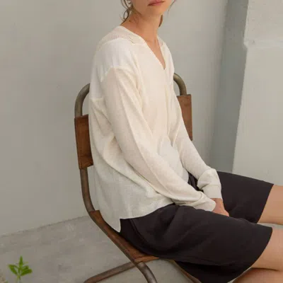 Shop Sita Murt Lightweight Knit Combined Pullover Sweater In Cream In White