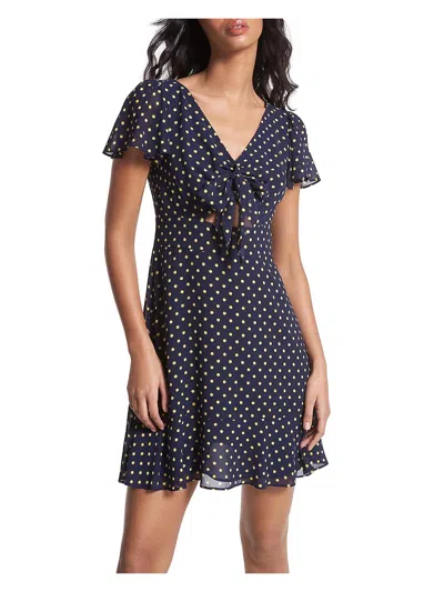 Shop Michael Michael Kors Womens Polka Dot Recycled Polyester Mini Dress In Blue