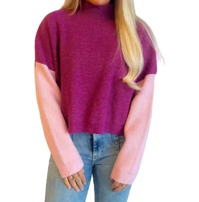 Shop Le Lis Mallory Colorblock Oversized Sweater In Magenta In Pink