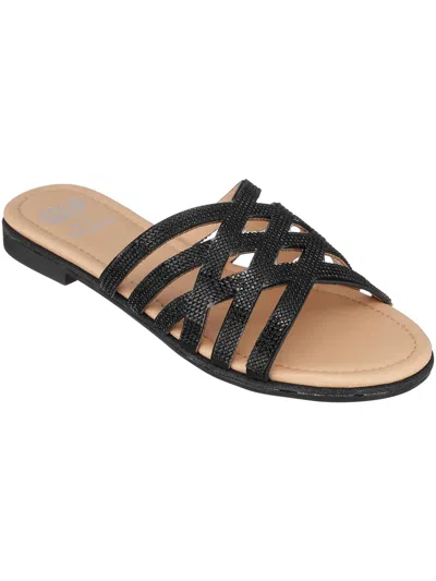 Gc Shoes Sage Womens Embellished Strappy Slide Sandals In Black