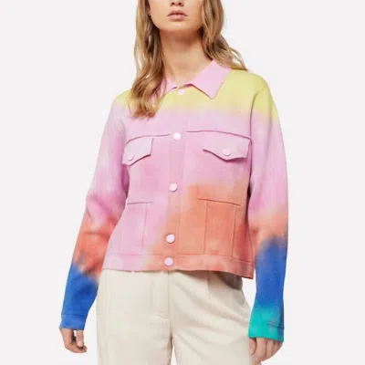 Shop Brodie Cashmere Gradient Rainbow Shacket In Pink Gradient Dye In Multi