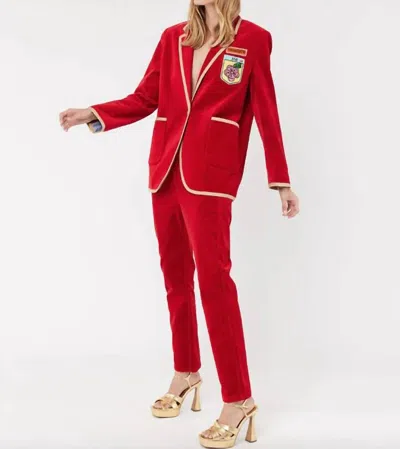 Shop Me369 Simone Velour Blazer In Red