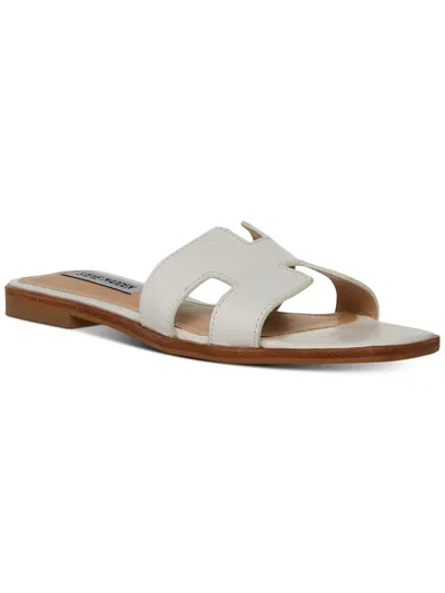 Shop Steve Madden Hadyn Womens Leather Open Toe Slide Sandals In White