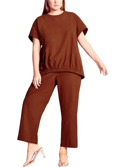 Refinity Plus Womens Linen Blend Linen Wide Leg Pants In Gold