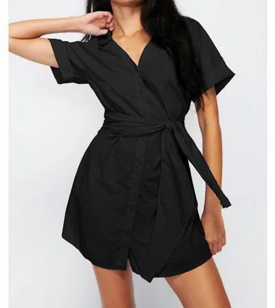 Shop Nation Ltd Nida Wrapped Button Up Dress In Black