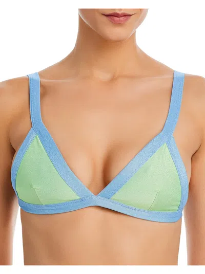 Shop Capittana Olivia Shine Top Womens Metallic Polyester Bikini Swim Top In Green
