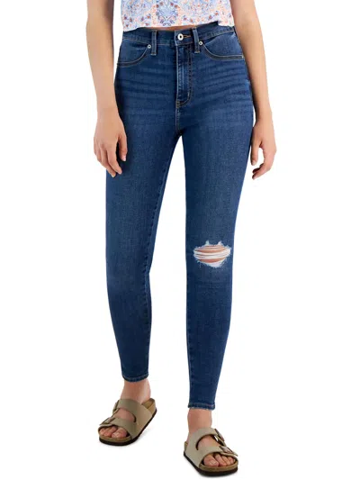 Shop Celebrity Pink Juniors Womens Distressed Denim Skinny Jeans In Multi