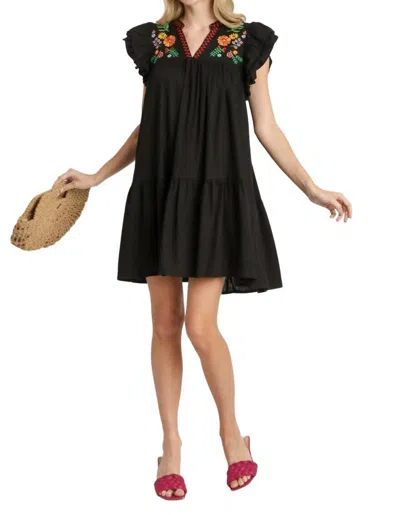Shop Umgee Ruffle Sleeve A-line Dress In Black