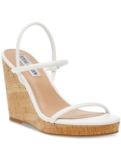 Shop Steve Madden Womens Leather Almond Toe Platform Sandals In White