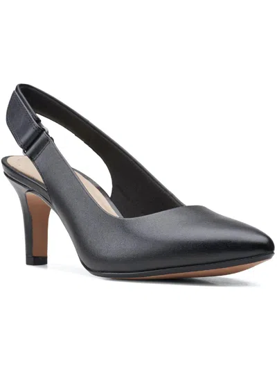 Shop Clarks Illeana Poppy Womens Leather Pointed Toe Slingback Heels In Black