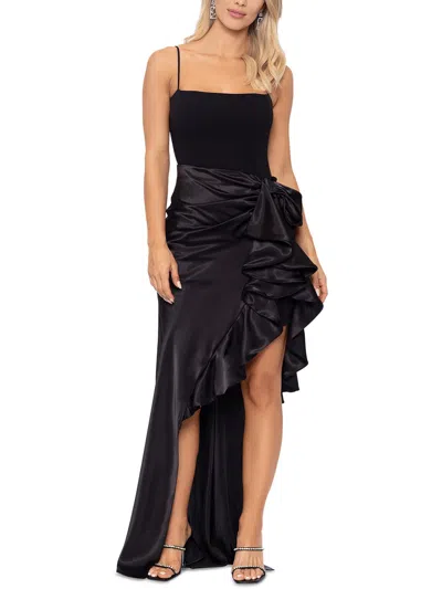 Shop Betsy & Adam Womens Ruffled Asymmetric Evening Dress In Black