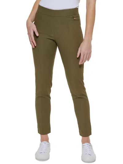 Shop Calvin Klein Womens Mid-rise Embellished Ankle Pants In Green