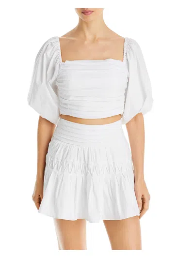 Shop Ramy Brook Parker Womens Summer Wear Puff Sleeves Crop Top In White