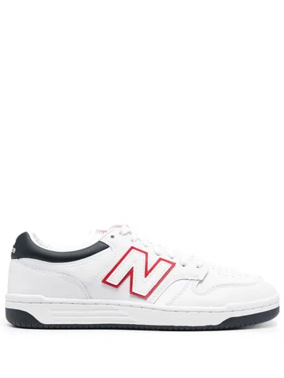 Shop New Balance 480 Shoes In White/navy