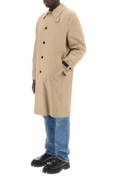 Shop Versace "single-breasted Waterproof Coat With In Beige