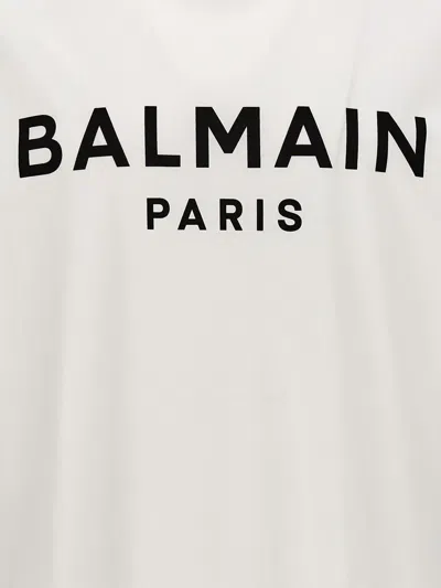 Shop Balmain Logo Print T-shirt In White/black