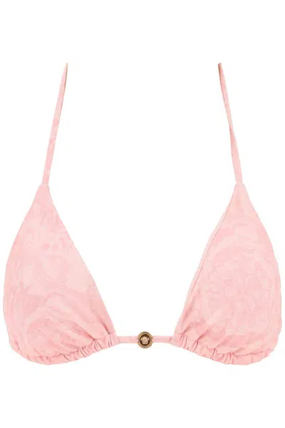 Shop Versace Baroque Bikini Top In Rosa