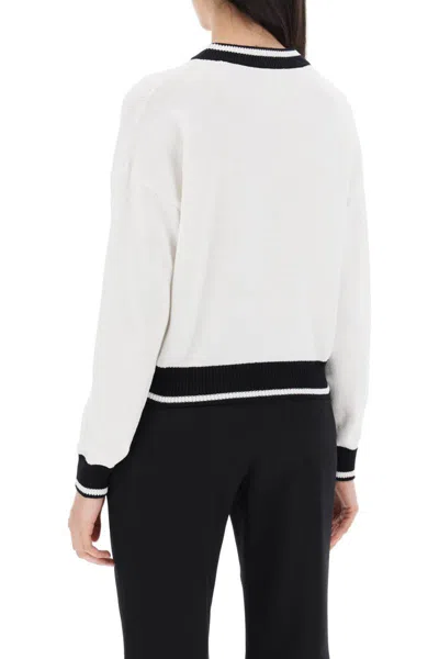 Shop Balmain Embroidered Logo Pullover In Bianco