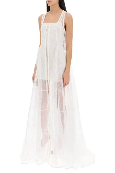 Shop Jacquemus La Robe Dentelle Maxi Sequined Dress In Bianco