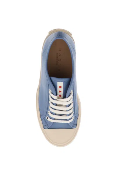 Shop Marni Leather Pablo Sneakers In Blue