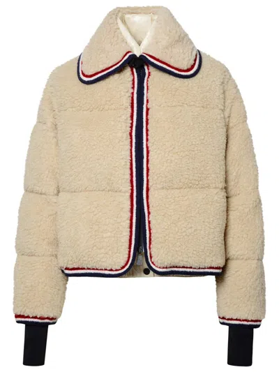 Shop Moncler Grenoble 'eterlou' Ivory Wool Blend Jacket In Beige