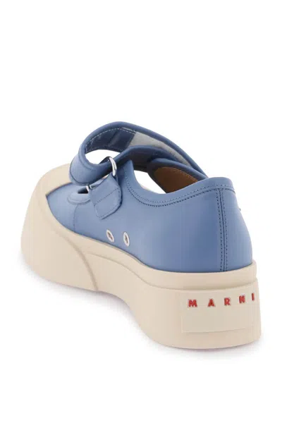 Shop Marni Pablo Mary Jane Nappa Leather Sneakers In Blue