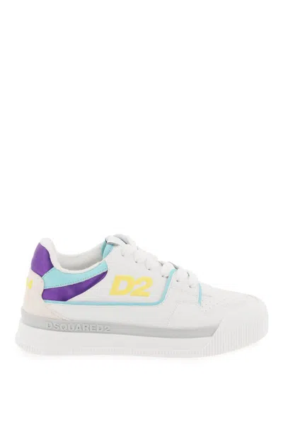 Shop Dsquared2 Smooth Leather New Jersey Sneakers In 9 In Bianco