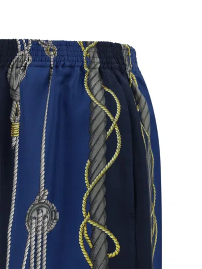 Shop Versace Bermuda Shorts In Blue/gold