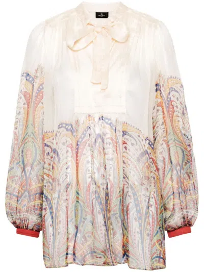 Etro Graphic-print Silk Blouse In Multicolour