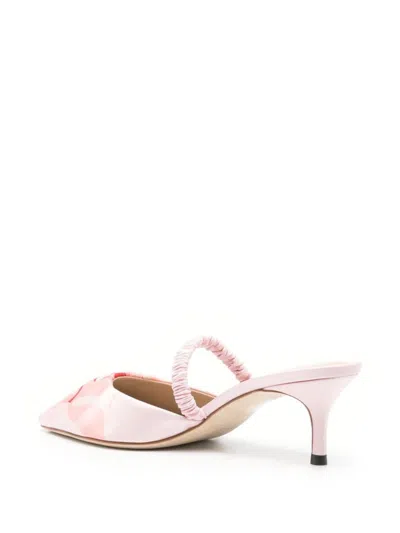 Kenzo Satin Kitten Heel Mules With Pointed Toe In Light Pink