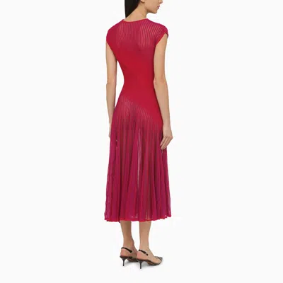 Shop Alaïa Alaia Pink Twisted Silk Blend Long Dress Women