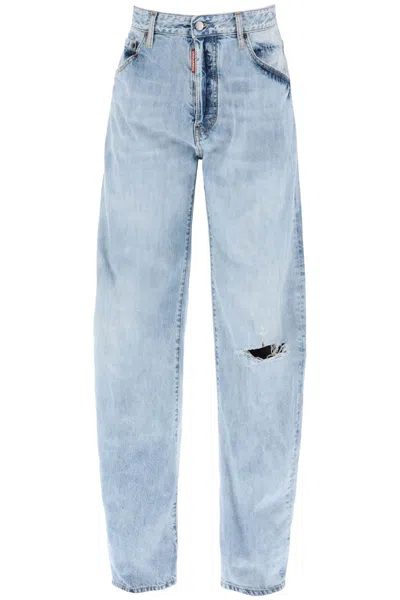 Shop Dsquared2 "oversized Jeans With Destroyed Men In Multicolor