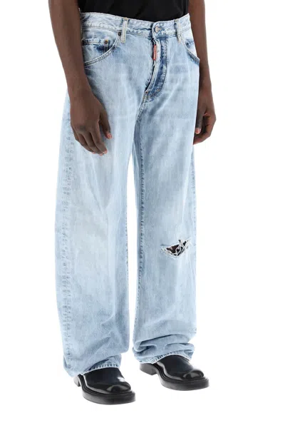 Shop Dsquared2 "oversized Jeans With Destroyed Men In Multicolor