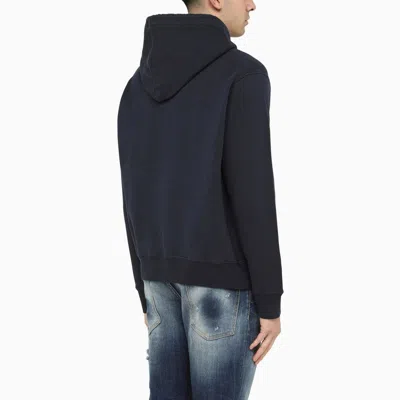 Shop Dsquared2 Dark Blue Cotton Hooded Sweatshirt With Print Men