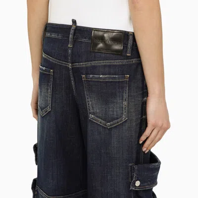 Shop Dsquared2 Navy Blue Denim Cargo Jeans Women