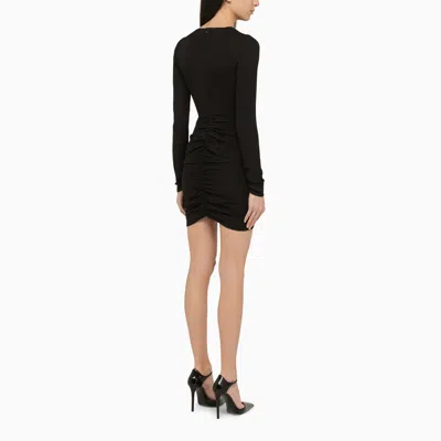 Shop Dsquared2 Short Black Draped Dress Women