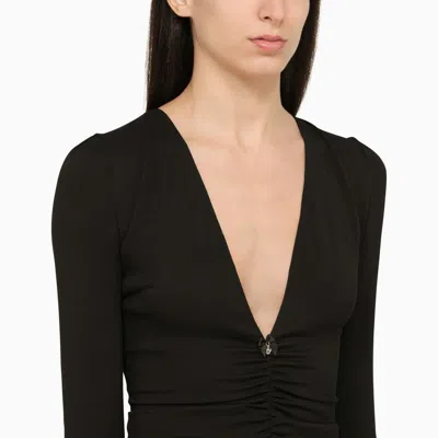 Shop Dsquared2 Short Black Draped Dress Women