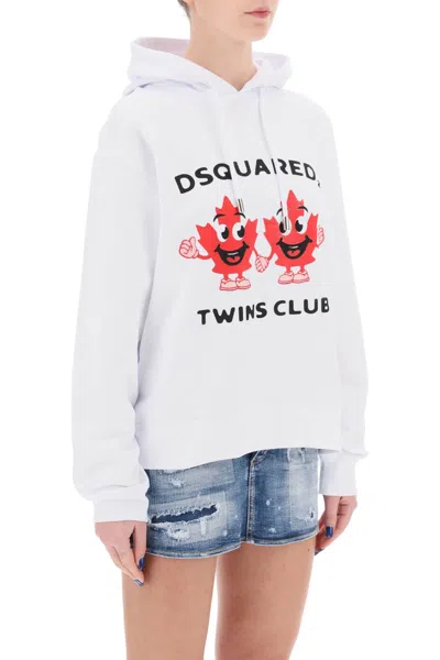 Shop Dsquared2 Twins Club Hooded Sweatshirt Women In White