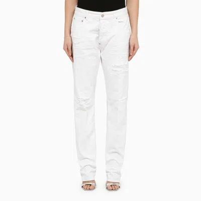 Shop Dsquared2 White Trousers With Cotton Wear Women