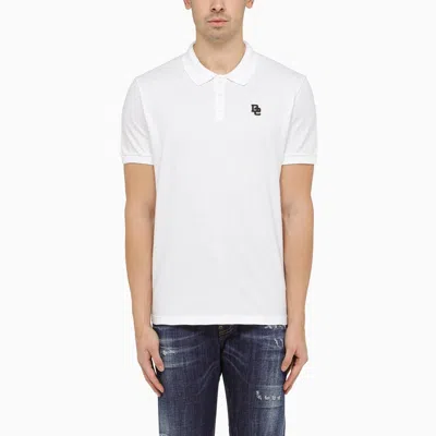 Shop Dsquared2 White Short-sleeved Polo Shirt With Logo Embroidery Men