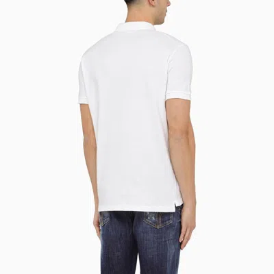 Shop Dsquared2 White Short-sleeved Polo Shirt With Logo Embroidery Men