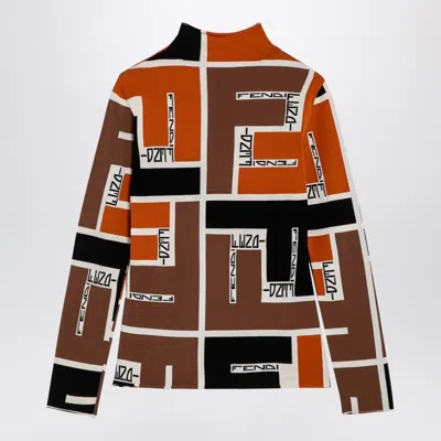 Shop Fendi Multicoloured Turtleneck Sweater In Lycra Women In Orange