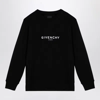 Shop Givenchy Black Reverse Cotton Crewneck Sweatshirt With Logo Men