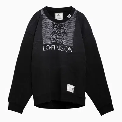 Shop Miharayasuhiro Maison Mihara Yasuhiro Black Cotton Sweatshirt With Double Neckline Men