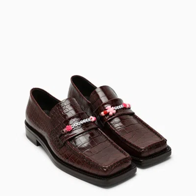 Shop Martine Rose Brown Crocodile-effect Moccasin With Beads Men