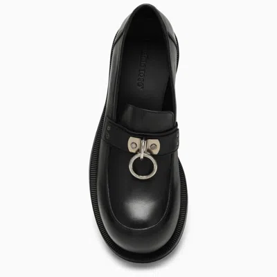 Shop Martine Rose Black Leather Loafer With Ring Detail Men