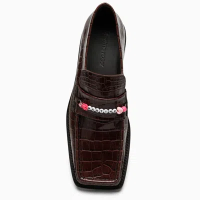 Shop Martine Rose Brown Crocodile-effect Moccasin With Beads Men