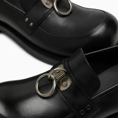 Shop Martine Rose Black Leather Loafer With Ring Detail Men