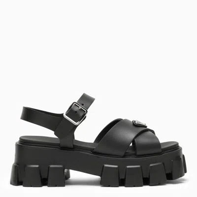 Shop Prada Black Rubber Sandal With Logo Women