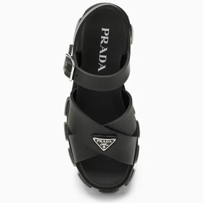 Shop Prada Black Rubber Sandal With Logo Women